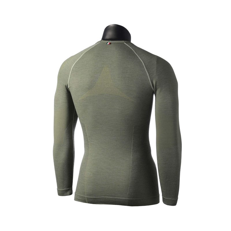 Термобелье мужское верх Mico MLS Round Neck Shirt Skintech Merino Verde Militare